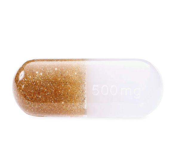 Large Acrylic Pill - Gold Glitter