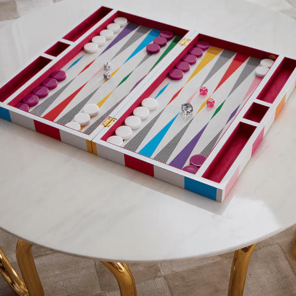 Checkerboard Backgammon Set - Rainbow - Image 2