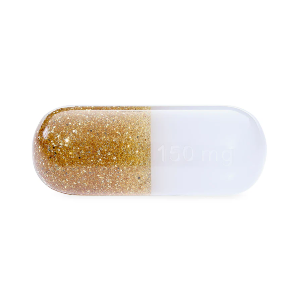Small Acrylic Pill - Gold Glitter