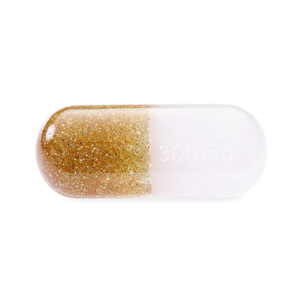 Medium Acrylic Pill - Gold Glitter